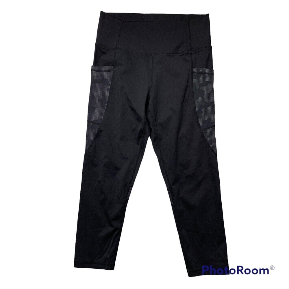 Zyia Active Black Capri Leggings Size 8-10 Athletic Side Pockets